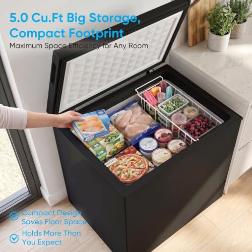 Image of 5.0 Cubic Feet Energy Saving Deep Freezer, Black