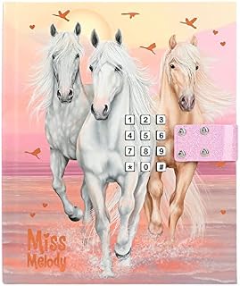 Depesche 12419 Miss Melody Sundown - pamiętnik z kodem liczbowym i dźwiękiem, książka z motywami koni i 80 kolorowo ilustrowanymi stronami w linie