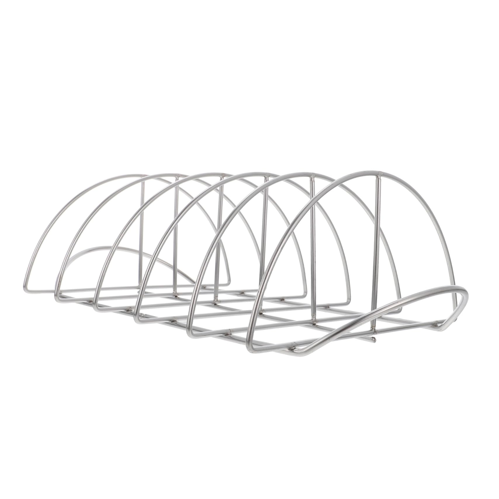 Supporto per Costine da Barbecue in Acciaio Inossidabile, Portatile, Flusso D’Aria Uniforme, per Grigliate a Casa e Picnic