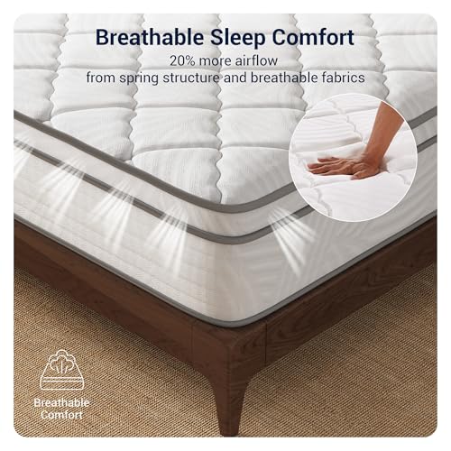 Image of Avenco 12 Inch Queen Mattress Individual Pocket Springs for Motion Isolation & Comfort Foam for Pressure Relief, Medium Firm, CertiPUR-US Certified