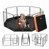 VEVOR Dog Playpen, 8 Pcs 24 x 24 in Panels Foldable Metal Pet Exercise Pen, Dog Fence Indoor and Outdoor Pen with Door, Storage Bag and Bottom Pad, Pet Playpen for Dogs, Cats and Other Small Animals
