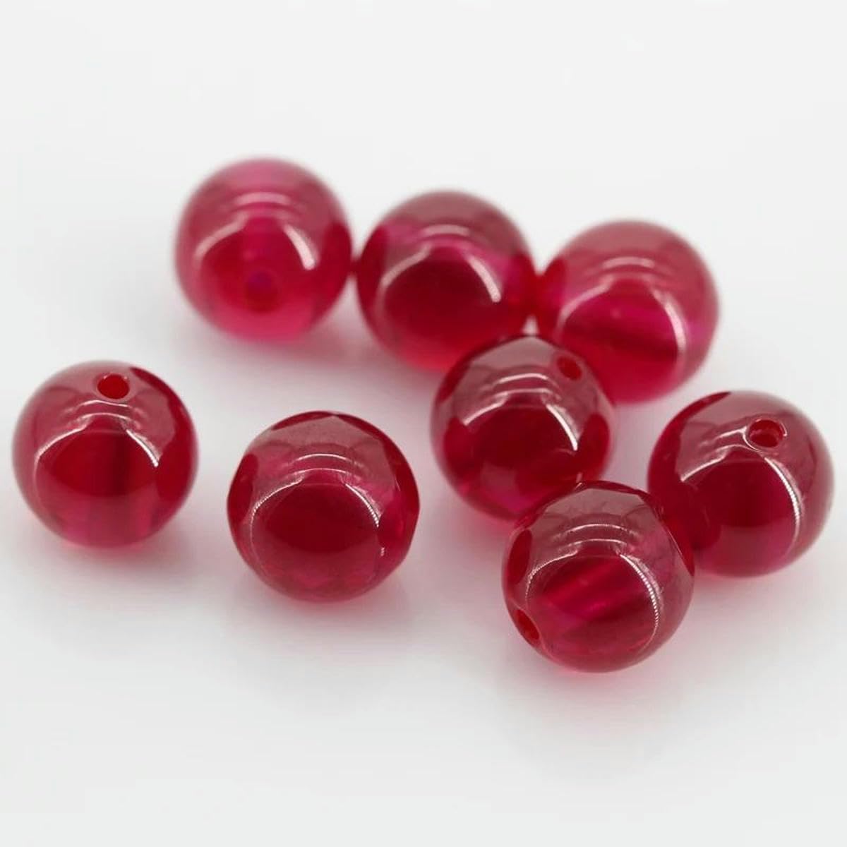 Perles rondes en rubis, boules d'insertion de perles, paquet de 10, 4 à 16 mm, corindon synthétique, quartz rouge avec trou pour la fabrication de bijoux, rubis, 5 mm, 10 pièces