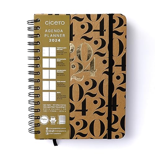Agenda Planner Wire-O 2024 Kraft Diária A5 Dois Mil E Vinte Quatro, Cicero