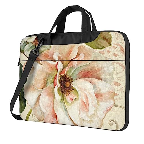 Sac ordinateur portable fleurs roses antichoc avec bandoulière confort