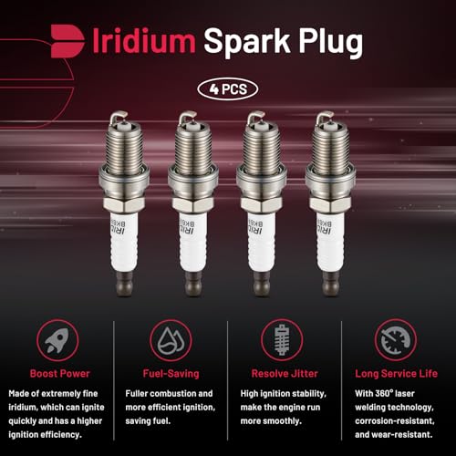 Image of BDFHYK Set of 4 Iridium Spark Plug Compatible with Corolla Neon Subaru Integra Aveo Rio Sportage Civic A4,1.3L 1.5L 1.6L 1.8L 2.0L 2.2L 2.4L 2.5L L4 H4,Engine Replacement for 7092 BKR6EGP
