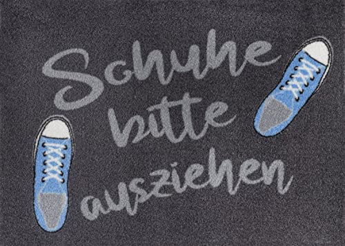 Casita Living Design Schuhe Bitte ausziehen 50x70 cm, innen und Außenen, waschbar grau
