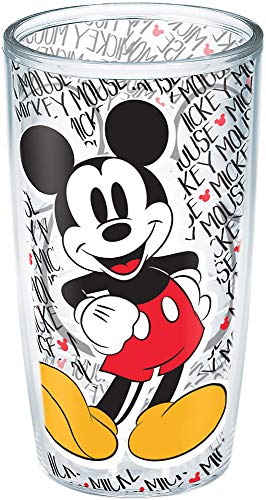 Tervis 1228026 Disney - Mickey Mouse Name Pattern Insulated Tumbler with Wrap, 16 oz, Clear