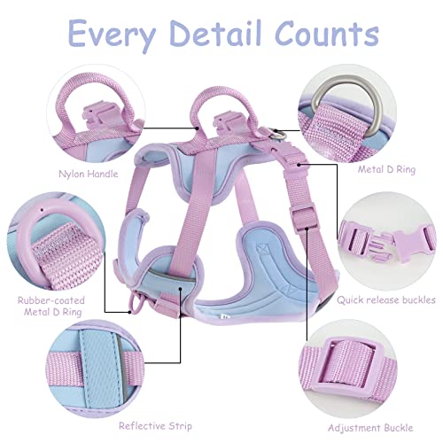 Wolfone No Pull Dog Harness Adjustable Soft Padded Pet Vest with Control Handle Adorable Daily Harness for Dogs(Spun Sugar S) - Image 5