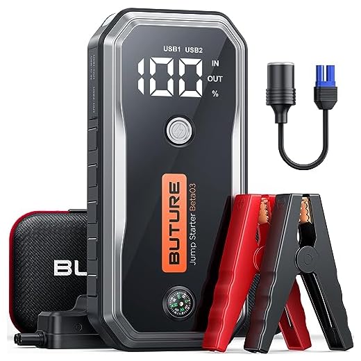BuTure 5000A Arrancador de Coches, 26800mAh Arrancador de Baterias de Coche(Todo Vehículo de Gasolina y 10L de Diesel), Arrancador Coche Portatil con Pantalla, Carga Rápida, Linterna LED, Espera Larga