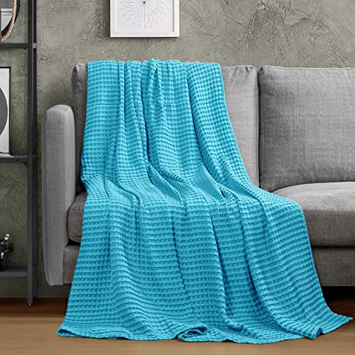 Image of Utopia Bedding 100% Cotton Waffle Weave Blanket Queen Size for Bed - Lightweight, Breathable Summer Blankets Soft and Cozy, Gifts for Women Home Room Decor (Teal, 90x90 Inch)