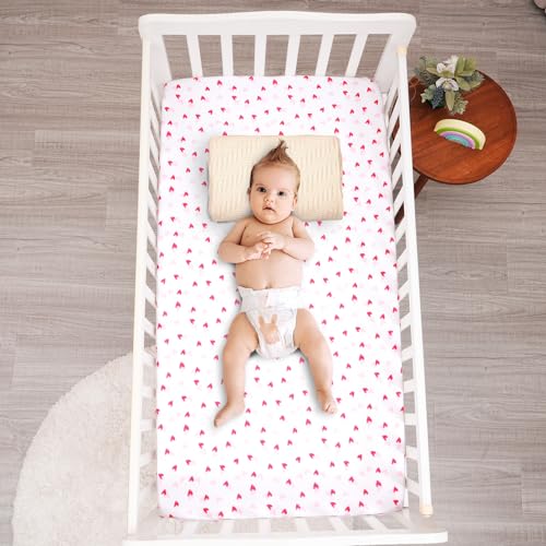 Image of david's kids 3 Pack Fitted Crib Sheets, Ultra Soft Breathable Comfortable Baby Sheet Set for Girls Neutral, 28x52 Inch Fits Standard Crib and Toddler Mattresses, Rainbow