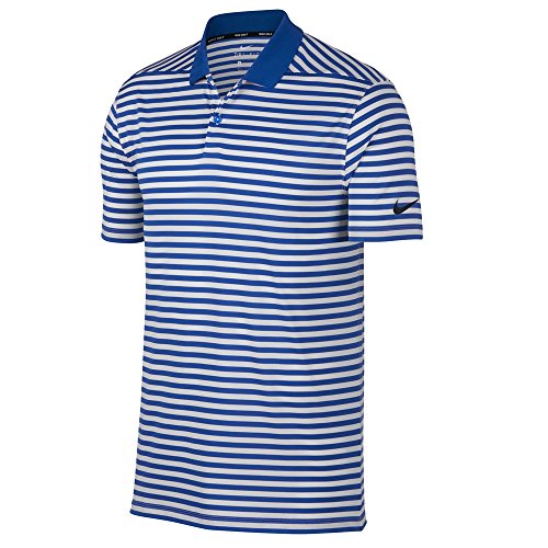 NIKE Men's Dry Victory Stripe Polo Golf Shirt, Game Royal/White/Black, Small