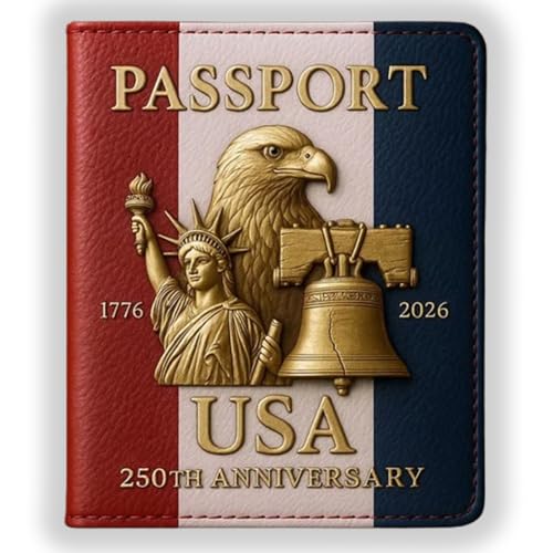 United States 250th Anniversary Passport Holder, Founding Spirit Passport Holder – 250 Years Commemorative Edition, Travel Passport Wallet, Travel Must Haves Accessories (1, Style B)