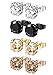 FIBO STEEL 4 Pairs Stainless Steel Round Stud Earrings for Men Women Ear Piercing Earrings Cubic Zirconia Inlaid,3 mm