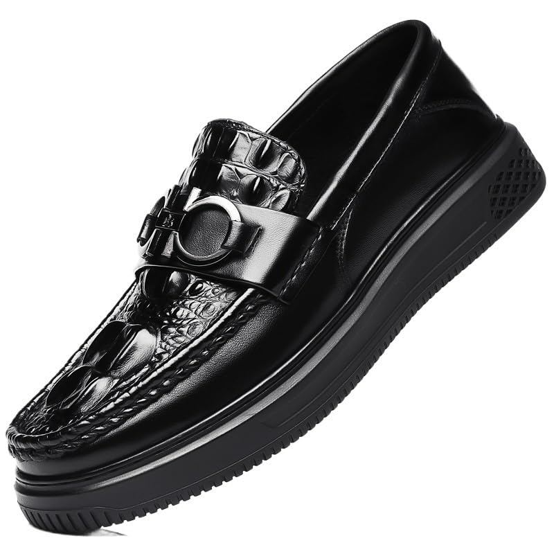 Prom Loafers for Men Faux Leather Party Tuxedo Round Toe Solid Color Non Slip Rubber Sole Low Top Tuxedo Slip On