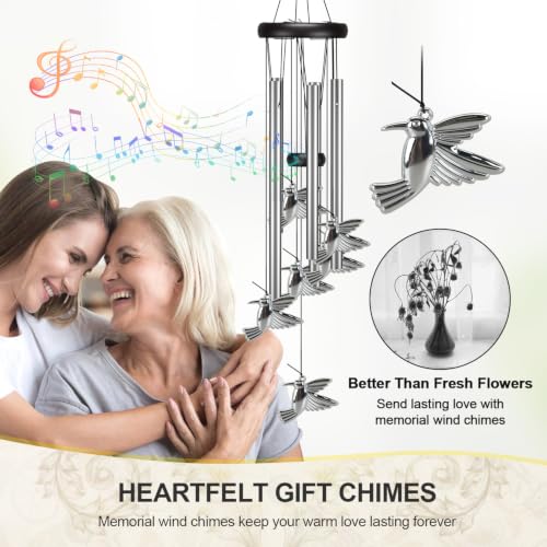 Image of Virekm Hummingbird Wind Chimes for Outside, Decorations for Patio Porch | Bird Wind Chime Outdoors, Clearance Sympathy Windchimes Deep tone, Memorial Gifts for Mom, Garden Decor for Home and Backyard