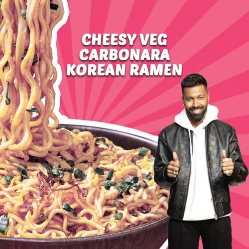 Image of Yu Foodlabs Cheesy Veg Carbonara Korean Ramen - Zero Preservatives & No MSG - 100% Natural Ingredients & Veg - Instant Noodles Ready in 6 Mins - 400 G (100 G x 4) - Yu (Pack of 3)