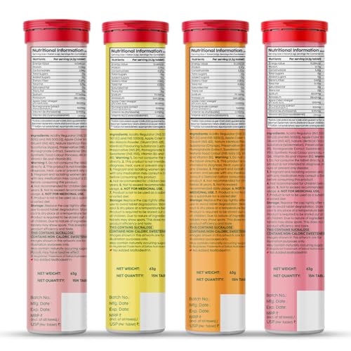 Image of THE PLANT FIX Apple Cider Vinegar Effervescent Tablet with mother | Supports Metabolism & Appetite Control I With 500mg ACV, Vit B6 & B12 I No Maltodextrin, No Added Sugar I Pack of 4 (60 tablets)