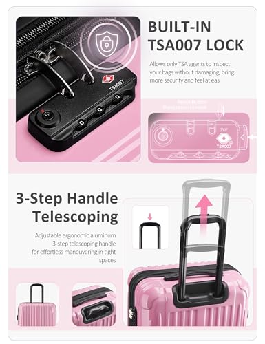 Image of Carry on Luggage - Airline Approved Suitcases with Spinner Wheels, Built-In TSA Lock,Hard Shell Expandable Suitcases