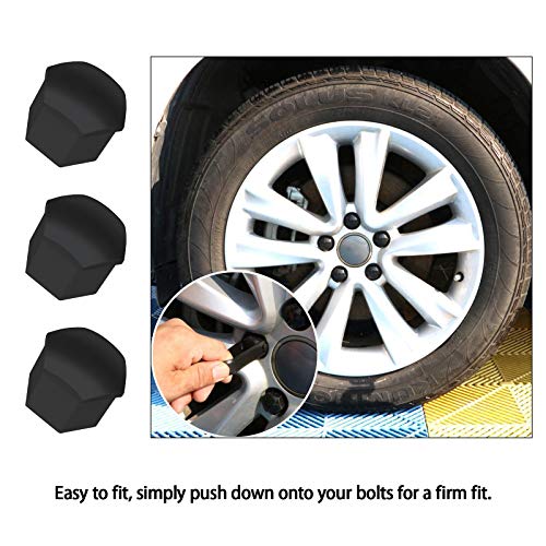 Create idea 20 Stück Schwarz Radmutterkappen Kappen Inbusschrauben Abdeckungen 21 mm Sechskant Schutz mit Ausbauwerkzeug Kompatibel mit Range Rover FIAT Ducato