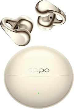 OPPO Enco Clip2 Open-Ear Earbuds, 11mm+9mm Dual Drivers, Bluetooth 6.1 Dynaudio Sound Earphones, EarHug Comfort Fit, LHDC 5.0 Hi-Res Audio, 40H Playtime, Crystal-Clear Bone Calls, Luminous Gold