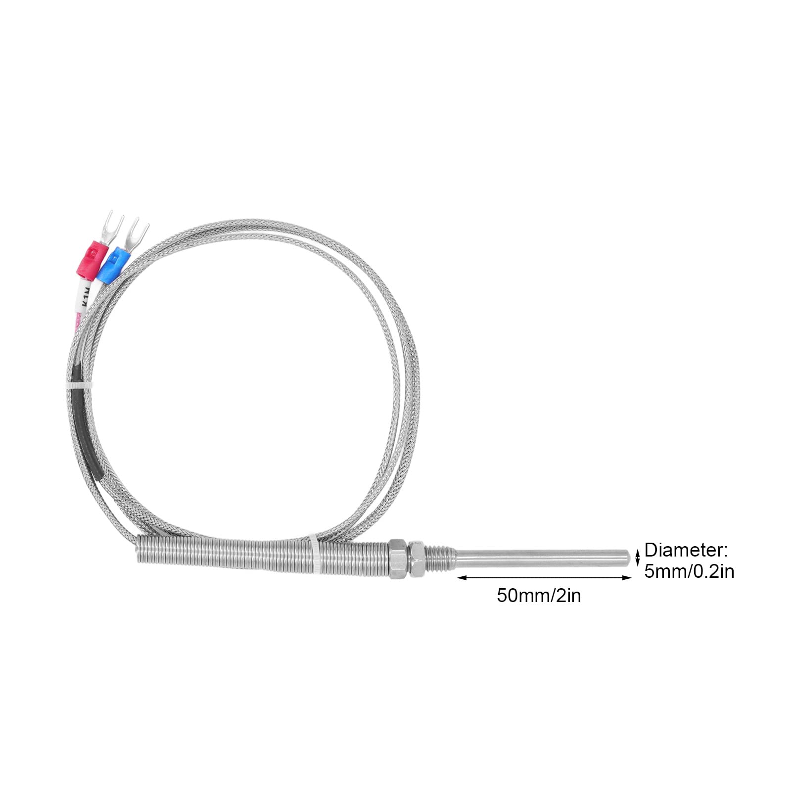 NEINUO 2m Tipo KJ M8 50mm 100mm 150 200mm Lunghezza Del Filo Del Cavo Termocoppia Sonda In Acciaio Inossidabile Termocoppia 0~400C Sensore Di Temperatura (Color : M8 K 2m 100mm - Foto 9
