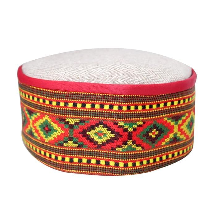 Himachali Kullu Patti Woolen Topi for Men and Women with Traditional Border Design, Warm Winter Cap, Ethnic Himachali Headwear, Comfortable Wool Blend Cap for Festivals Travel Multicolour-picture-49