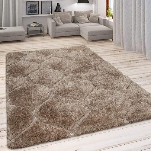 Image of F & B RUGS ; SUPERIOR QUALITY PRODUCTS Firoz and Brothers Handwoven Super Soft Indoor Modern Shag Microfibre Silky Fluffy Smooth 2x5 feet Beige