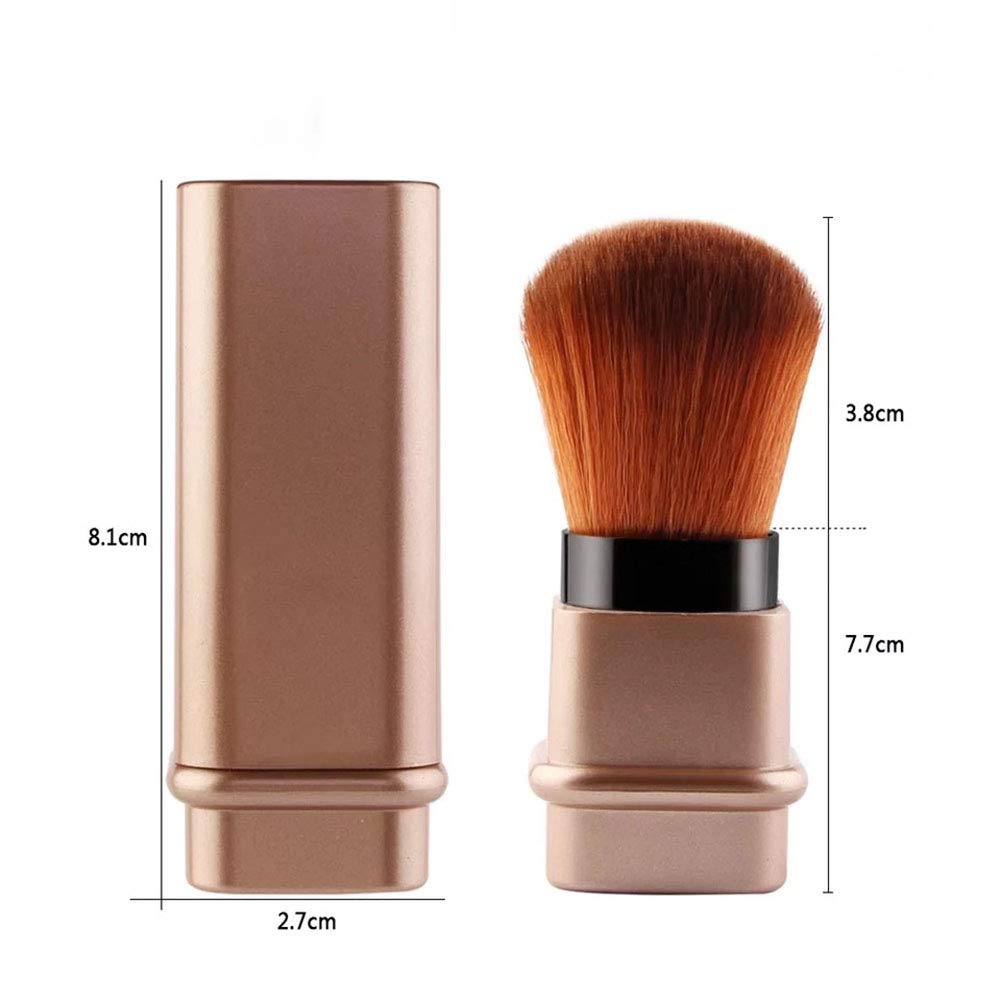 Pennello Kabuki retrattile, Pennello fard per applicare la cipria in movimento, Blush brush (d'oro)