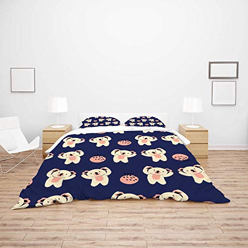 Housse de couette koala rose King avec ses 2 taies d'oreiller