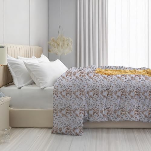 Image of LINENWALAS Premium Printed 100% Cotton Duvet Cover for Double Bed | Double Size Comforter Cover |Rajai Cover | Quilt Cover with Zipper Closure 90 x 100 Inches (Whispering Wings, Double Size)