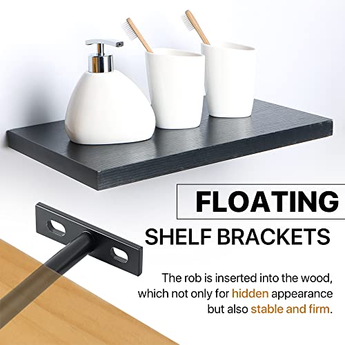 Sayayo Floating Shelf Brackets Heavy Duty 125MM/5-Inch Invisible Hidden Shelf Supports for Wall T Shape Metal Brackets for Concealed Wood Shelves Wall Mounted Matte Black 8 Pack - Image 2