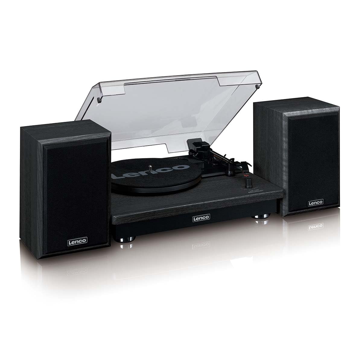 Lenco LS-100 Tourne-Disque avec Enceintes - Bluetooth® 5.3-33 45 78 Tours - Entraînement par Courroie - Arrêt Automatique - Noir