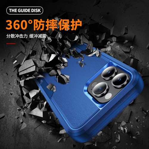 Image of Cubix Full Body Armor Cover for iPhone 16 Pro Pouch Hard PC + Soft TPU 3-Layer Military Grade Back Case (Navy)