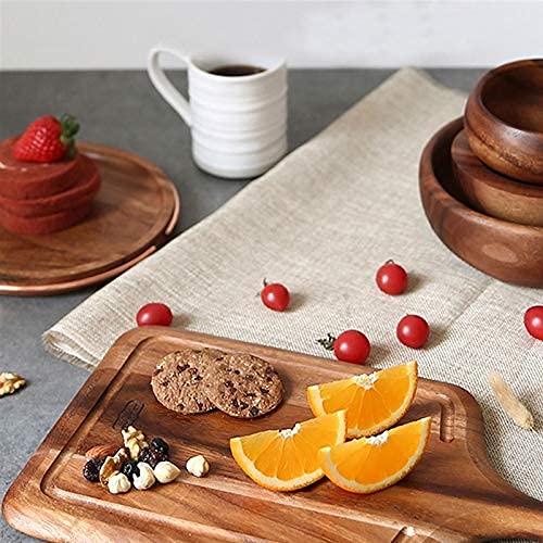 Planche à Découper En Bois D'acacia Avec Poignée - Planche Ronde De Service à Fromage Pour Cuisine - 41,4 X 30,5 Cm