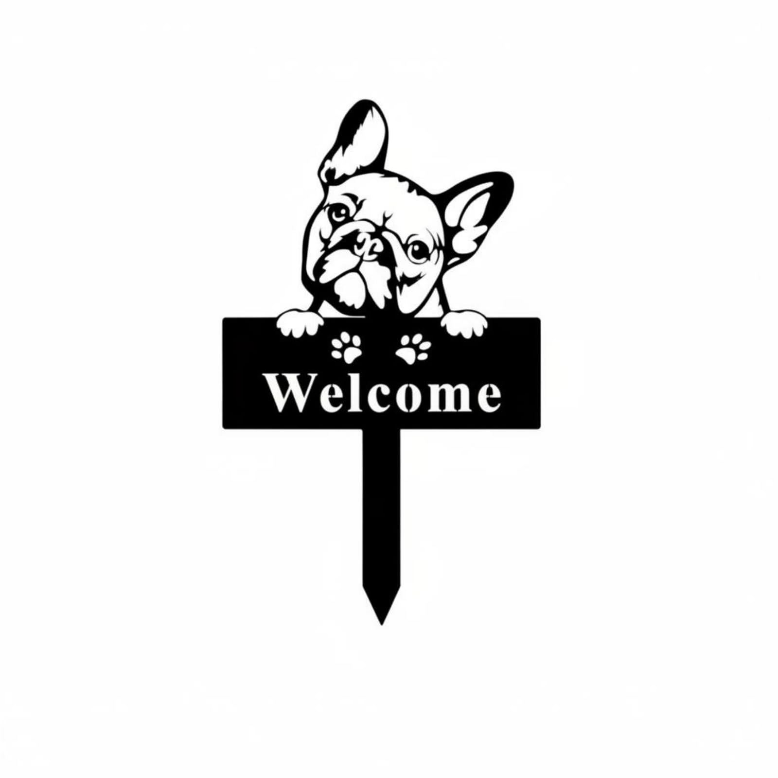 Flat Paw Print Welcome Sign Decorative Garden Stake Sign Weather-Resistant Metal Welcome Stake, D-picture-26