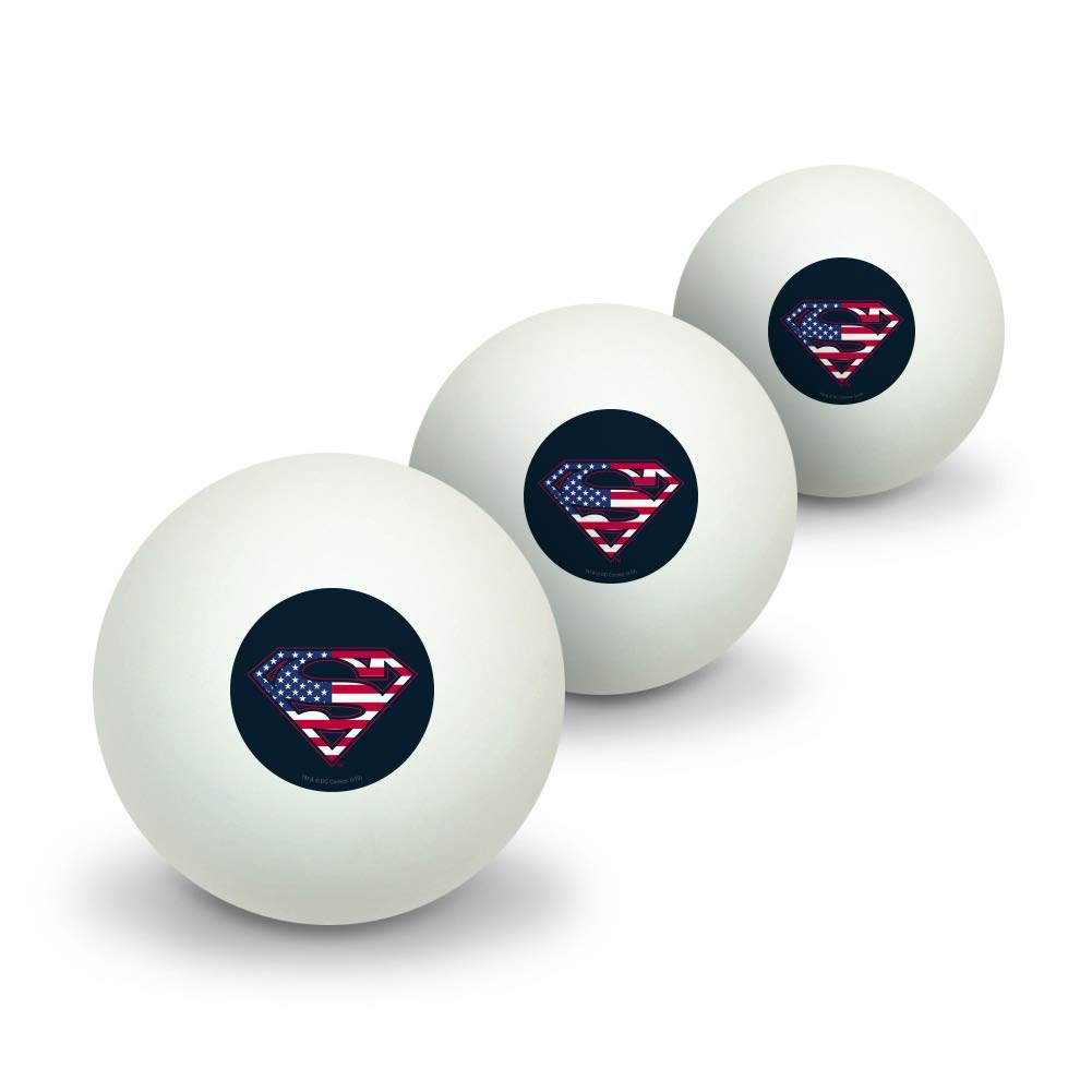 GRAPHICS & MORE Superman USA American Flag Shield Logo Novelty Table Tennis Ping Pong Ball 3 Pack