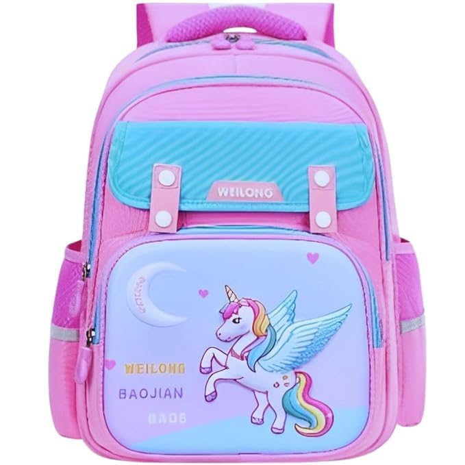 Mallexo Unicorn School Bag Set|1PC Trendy Shoulder Daypack for Kids 4-9 Years Girls and Boys Cute Durable Tuition Traveling Bagpack Zipper Compartment & Water Resistant Bags Birthday Gift for Children