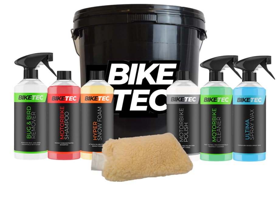 BikeMaxx Motorbike Cleaning Kit Cleaner Shampoo Wax Polish bike care Wash mitt
