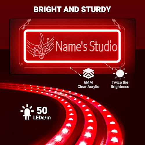 Image of Personalized Studio Neon Sign,Customizable Dimmable Acrylic Name Music LED sign for Music Room, Recording Studio, Gift for Musicians Audiophiles Enthusiasts
