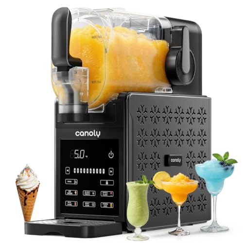 Image of Canoly 2-in-1 Slushie & Soft Ice Cream Maker, 92oz Slushy Machine for Home, 6 Preset, Real-Time Temp Display, Auto-Clean, Frozen Margaritas Smoothie, Frappes, Milkshakes, Black
