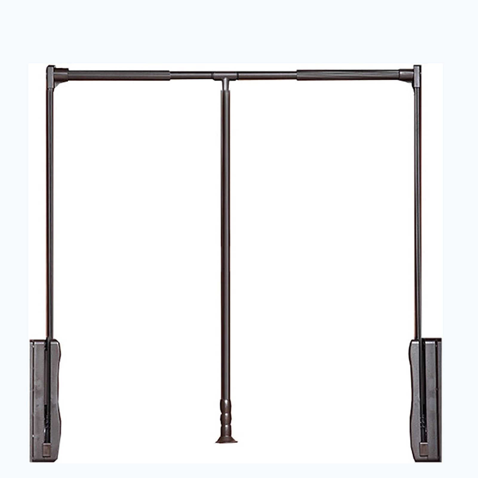 AYCDL Adjustable Pull Down Aluminum Wardrobe Rail Hanr, Extendable Lift Clothes Rail for Wardrobe Bedroom Closet, Effective Space Saving, Brown.,Brown-660-890mm