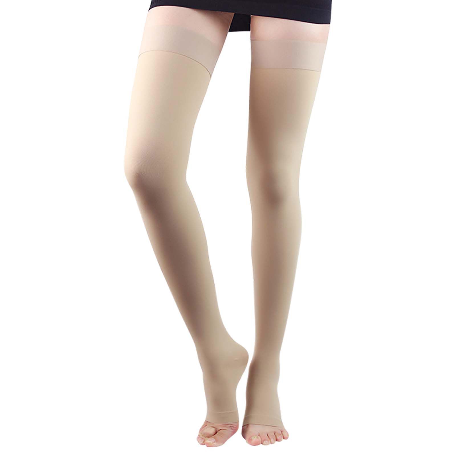 LIN PERFORMANCE20-30 mmHg Medical Compression Stockings for Women and Men Thigh High,Dot-Top,Open Toe Socks for Varicose Vein Swollen legs Travel Flight Pregnant(Beige,XXL)