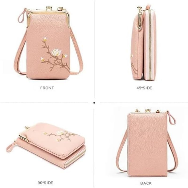 Sling Cross-Body Wallet with Cell Phone Holder, Light Multiple Slots Women Wallets, Retro Anti-Theft Coin Clutch Bag3