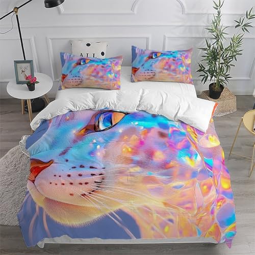 Housse de couette léopard 200x200 lit double animaux microfibre - 6