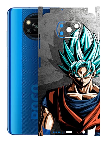 Image of AtOdds - Poco X3 Pro Mobile Back Skin Rear Screen Guard Protector Film Wrap (Coverage - Back+Camera+Sides) (Goku)