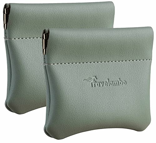 Image of Travelambo Leather Squeeze Coin Purse Pouch Change Holder for Men & Women
