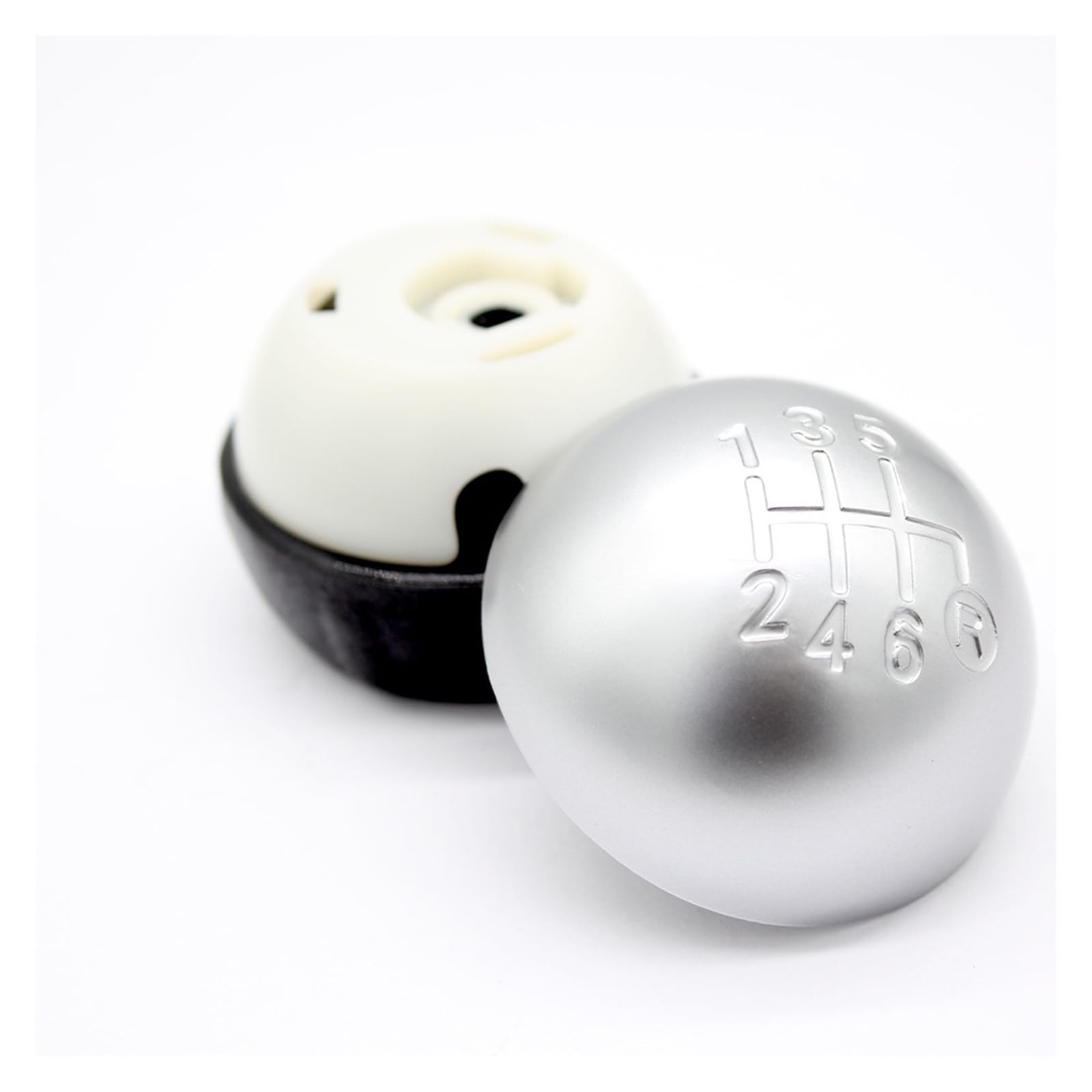 Smlzzc Silver 6 Speed Gear Stick Cover Head For Fiat 500 500C 2012 2013 Car Styling Black Silver 5 6 Speed Shift Knob Gear(Silver 6 Speed)