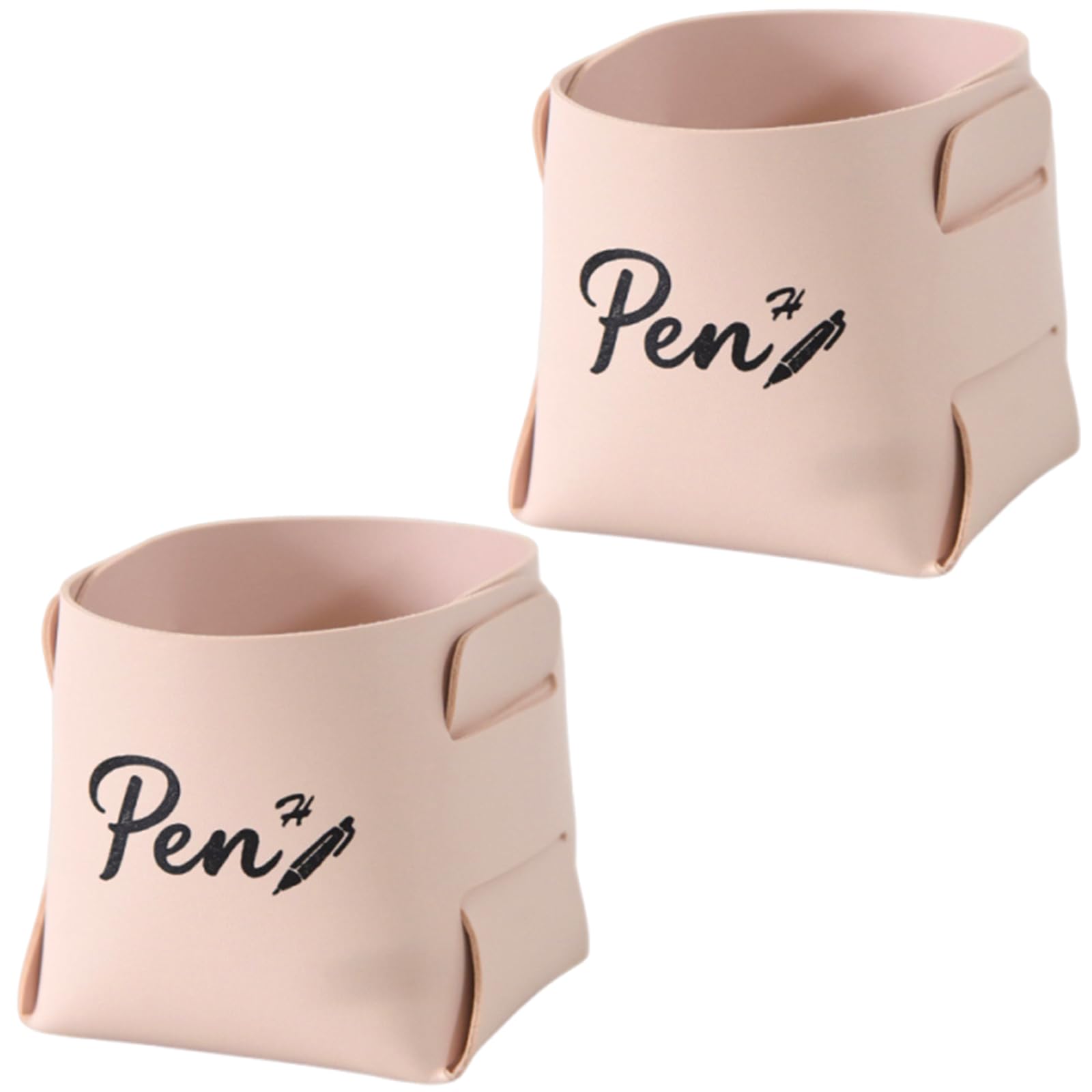 our fave 2pcs Pliable PU Leather Storage Basket for Workplace Desk Planner with Soft Permanent Substance and Dense Plan Workplace Materials Storage Basket
