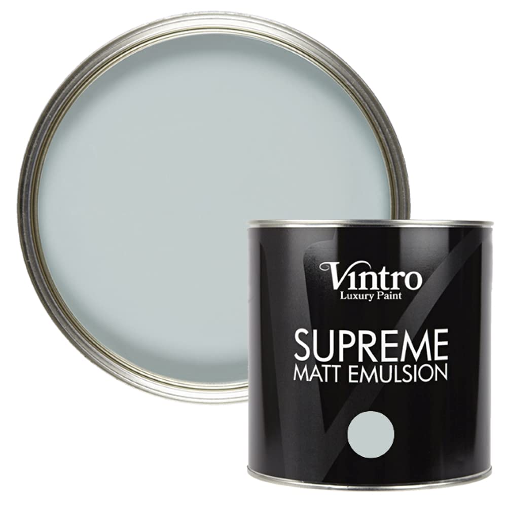 Vintro | Luxury Matt Emulsion | Smooth Chalky Finish | Multi Surface Paint | for Walls, Ceilings, Wood and Metal 2.5L (Blue/green - Harewood, 2.5 Litres) โ image 1